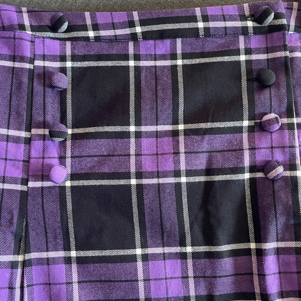 Purple Plaid Pleated Skirt - Picture 5 of 5